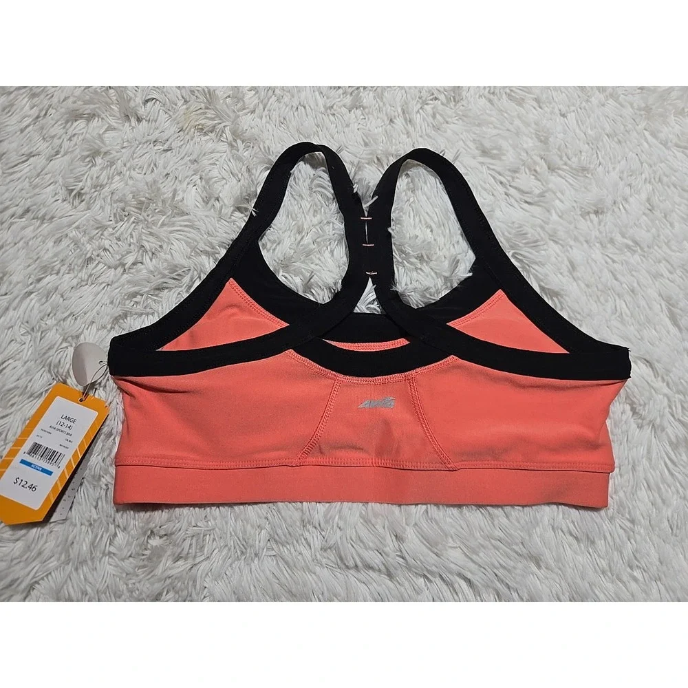 Avia Sports Bra‎ L (12-14) Padded Pullover Moisture Wick Coral NEW NWT